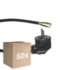 Opakowanie 50x Noxion Power Kabel zasilający Czarny - Schuko Europlug + Końcówki otwarte - 5m - 3 pole 0,75mm2
